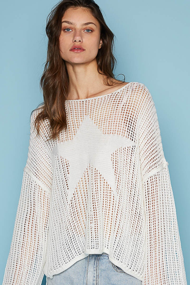 Candice Star Weave Solid Sweater