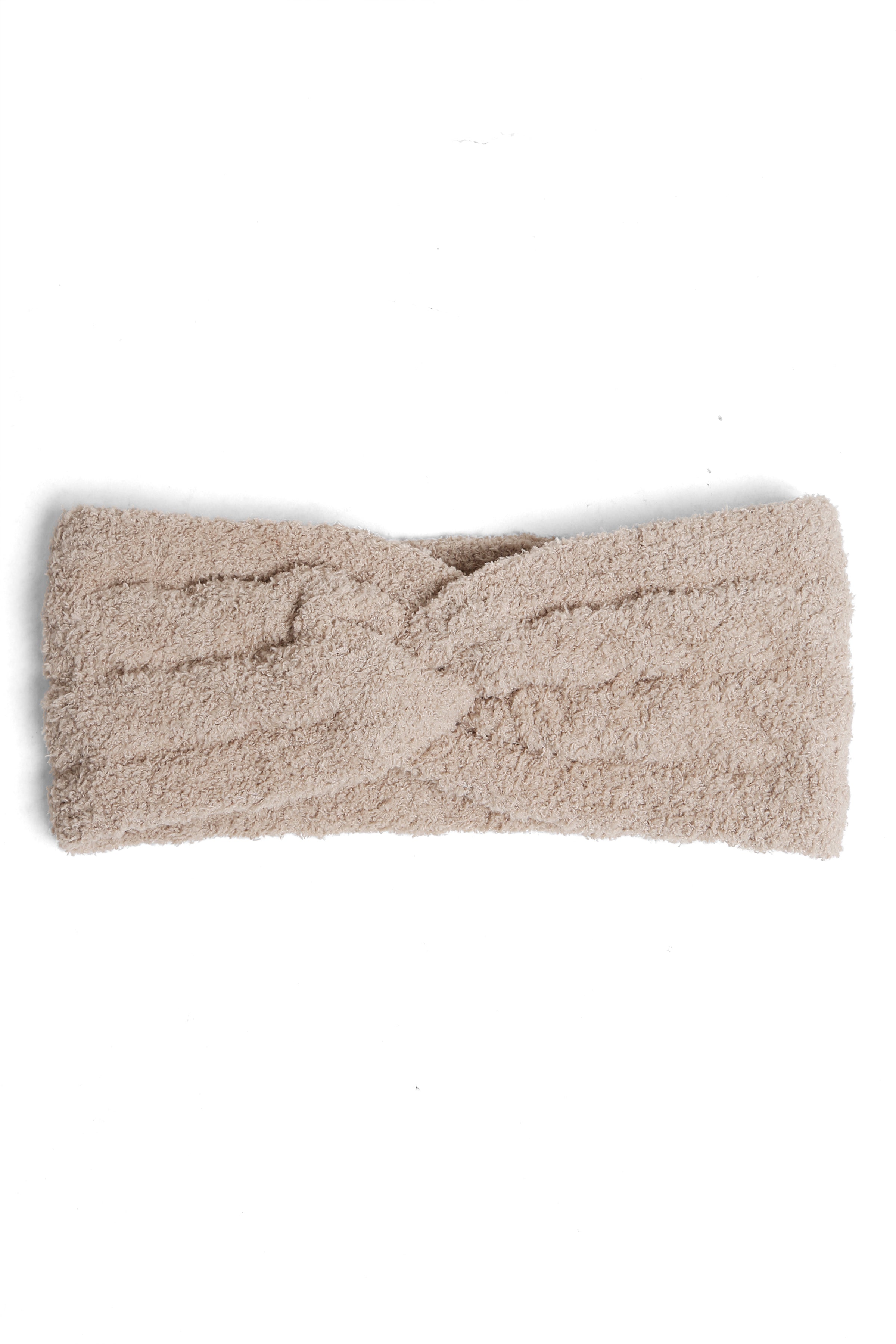 Ribbed Twist Knot Headband - Beige