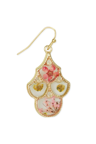 Dried Flower Gold Chandelier Earrings