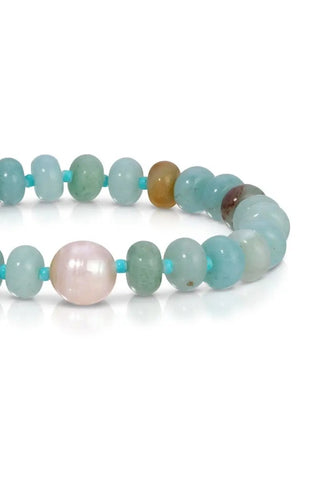 Stone Bracelet with Baroque Pearl - Aqua