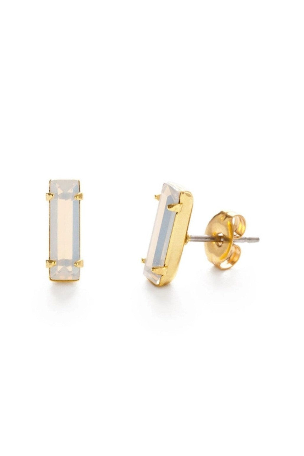 Baguette Stud Earrings - Opal Crystal