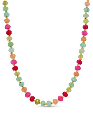 Vibrant Stone Statement Necklace - Fuchsia/Blue/Peach