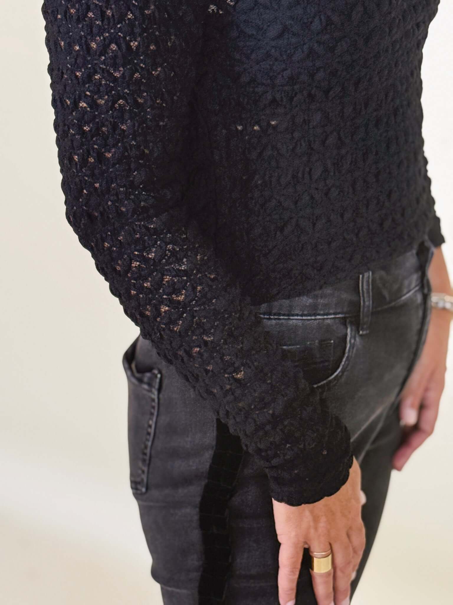 Lina Lace Mock Neck Top