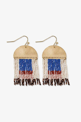 Birdie Abstract Beaded Fringe Earrings - Sedona