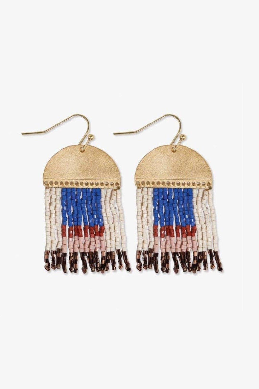 Birdie Abstract Beaded Fringe Earrings - Sedona