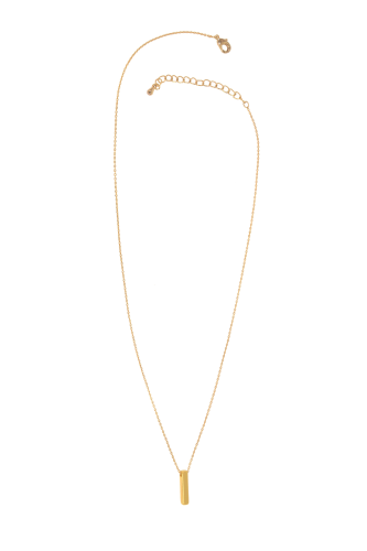 Gold Vertical Bar Pendant Necklace, 16"