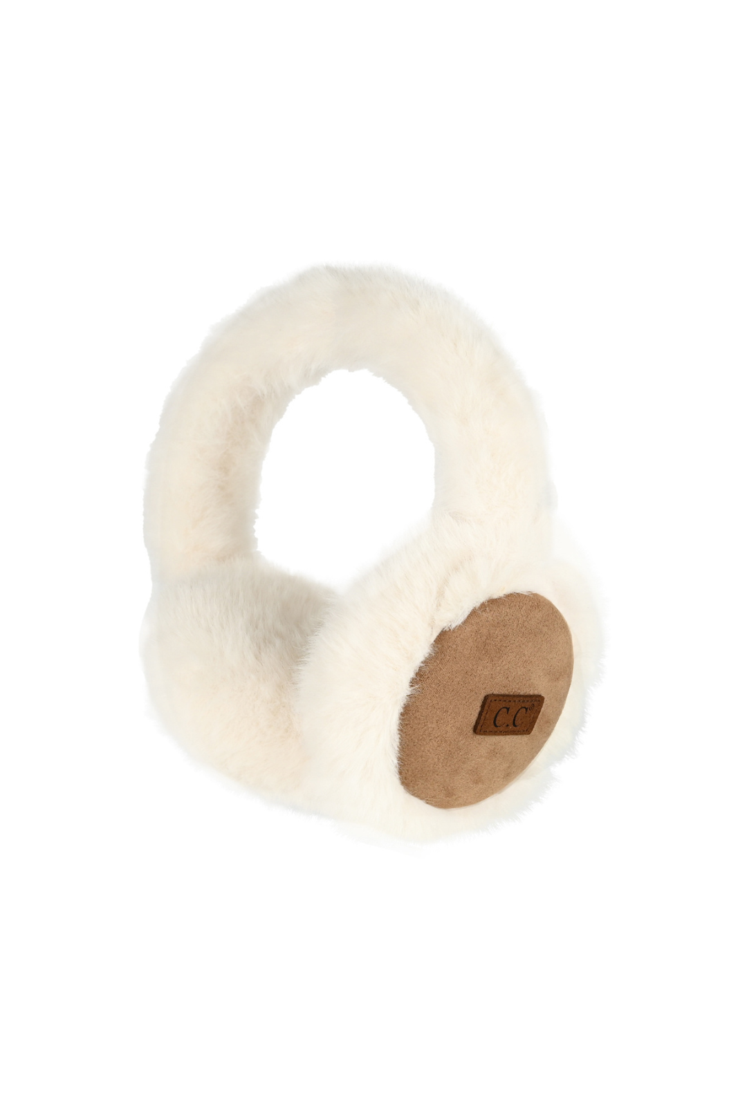 Suede & Faux Fur Earmuff - Camel/Ivory