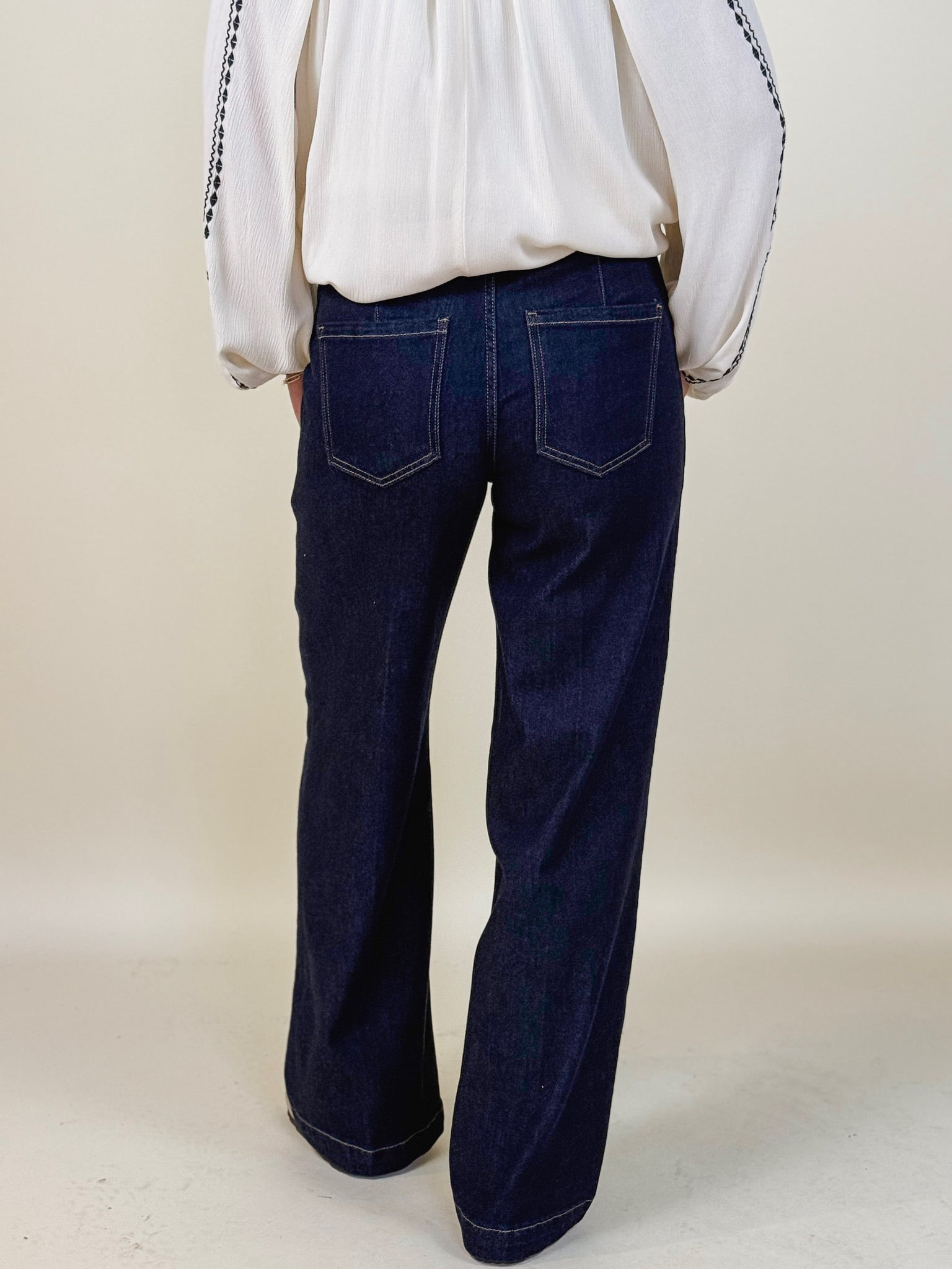 [Liverpool] Trouser Wide Leg with Seaming, 32" Inseam