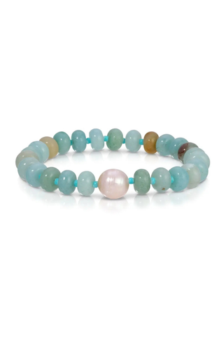 Stone Bracelet with Baroque Pearl - Aqua