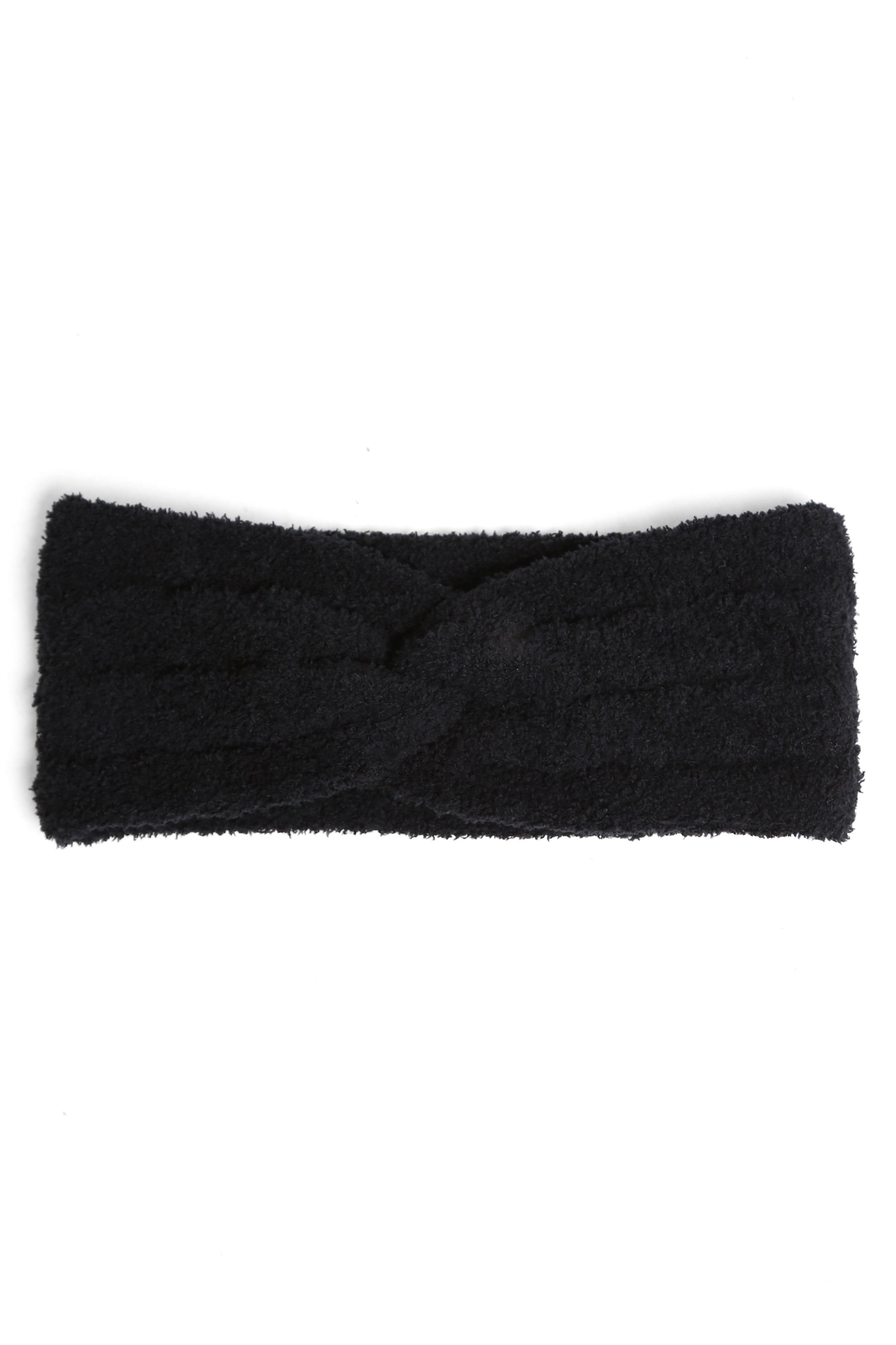 Ribbed Twist Knot Headband - Black