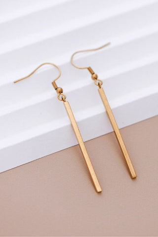 18k Gold Plated Waterproof Stainless Steel Drop Earrings - Gold