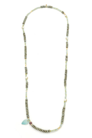 Ceramic Bead Wrap Bracelet/Necklace - Renewal/Leaf