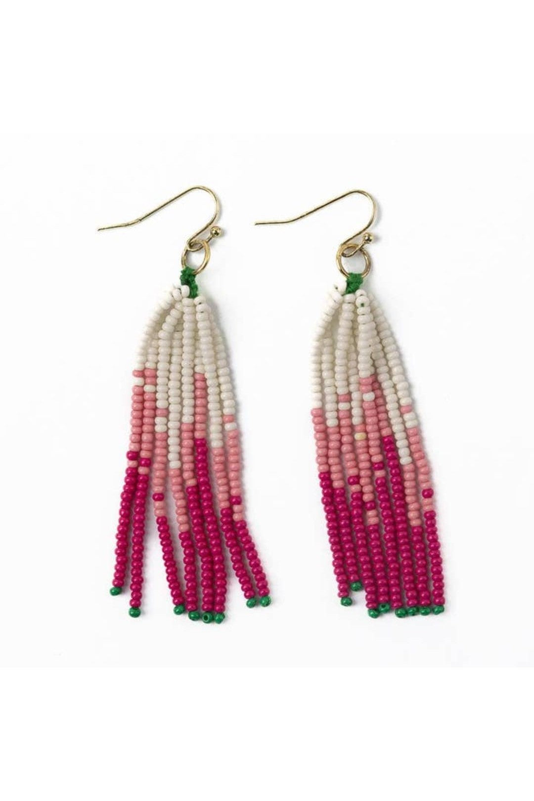 Abbey Tassel Ombre Bead Earrings - Hot Pink