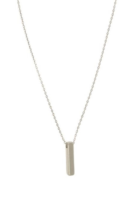 Silver Vertical Bar Pendant Necklace, 16"