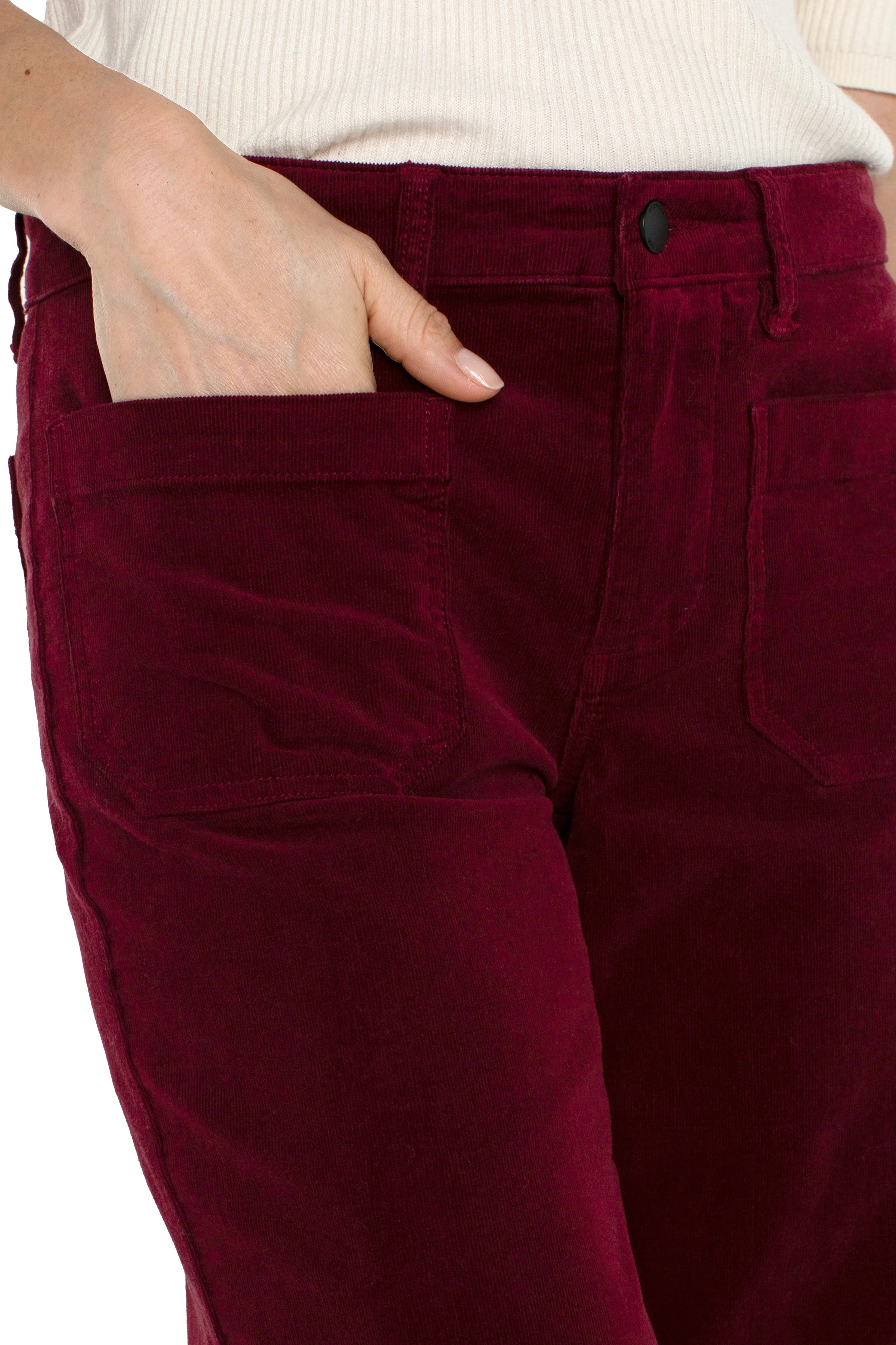 [Liverpool] Corduroy Crop Wide Leg Pant, Ruby