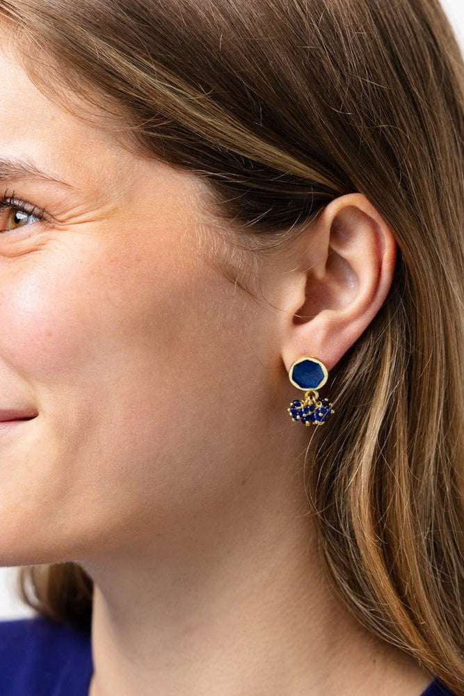 Kimberly Enamel Earrings - Royal Blue