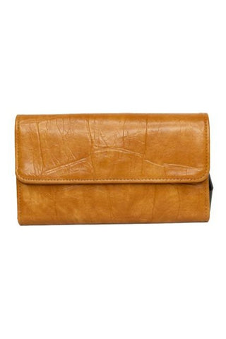 Faux Croc Marnie Mini Trifold Wallet - Golden Tan