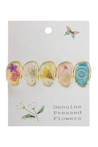 Pastel Multicolor Dried Flower Gold Bar Hairclip