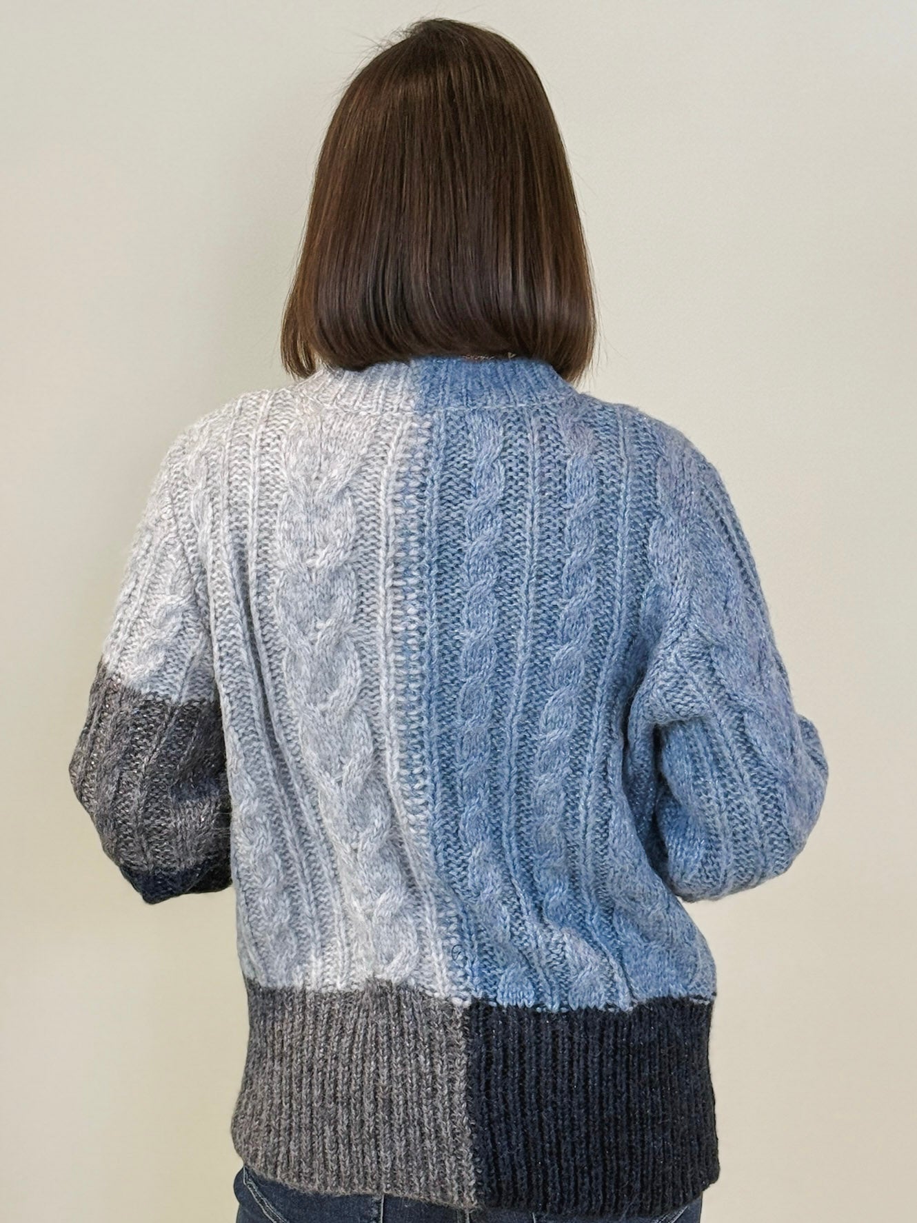 Tawney Color Blocked Cable Sweater