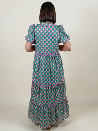 Gercy Abstract Renley Tiered Maxi Dress