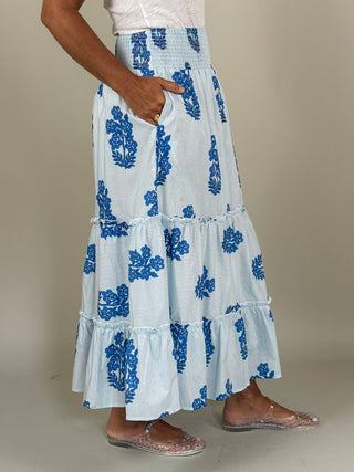 Sam Smocked Waist Floral Skirt