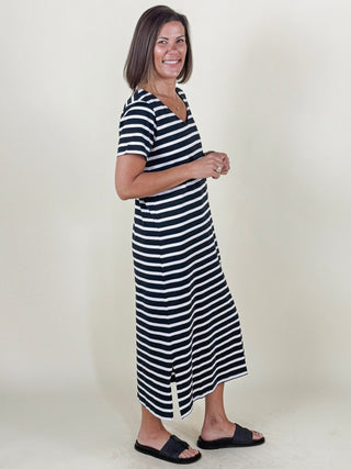 Vania Striped V-Neck Dress
