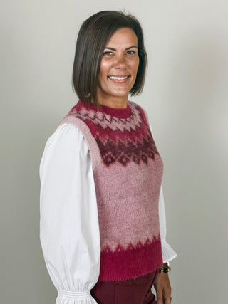 [TRIBAL] Crew Neck Fair Isle Sweater Vest