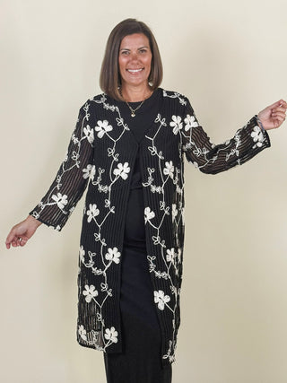 Heather Embroidered Long Cardigan