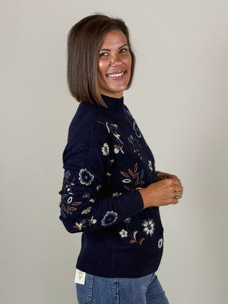 Mindy Embroidered Mock Neck Sweater