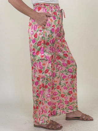 Selena Printed Satin Cargo Pants