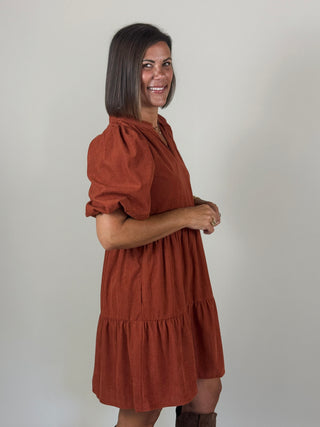 Jacey Corduroy Babydoll Mini Dress