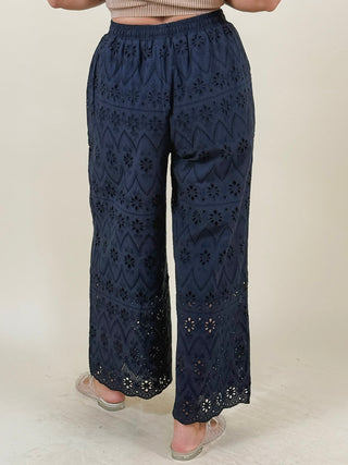 Winnie Drawstring Waist Eyelet Pants
