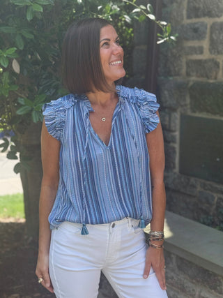 [Liverpool] Lillian Flutter Sleeve Ruffed Top