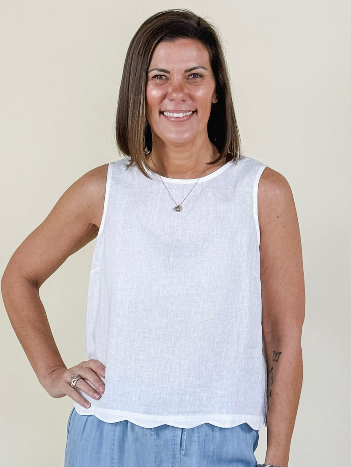 Tina Scallop Hem Sleeveless Top