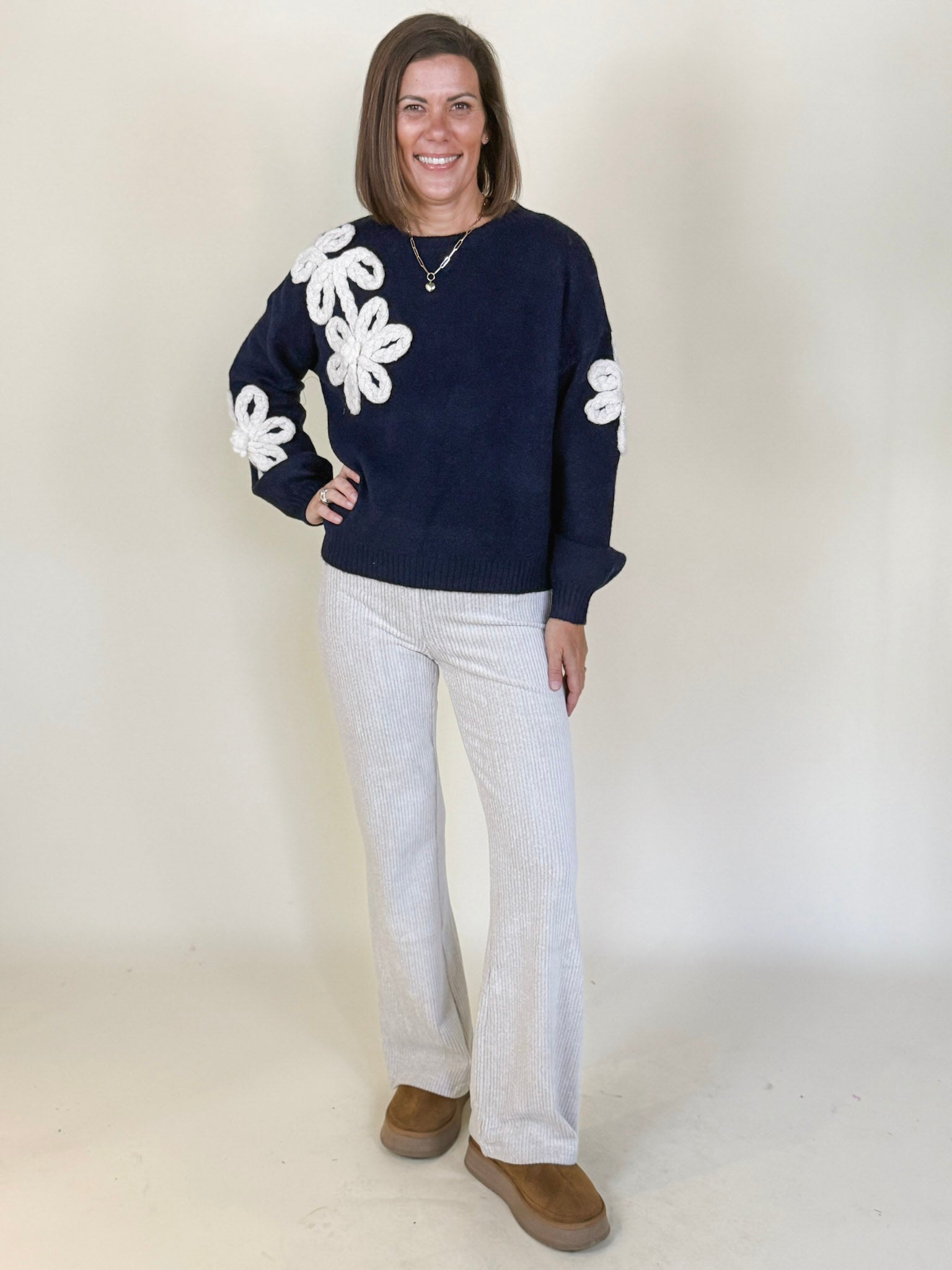 Trina 3D Flower Pullover