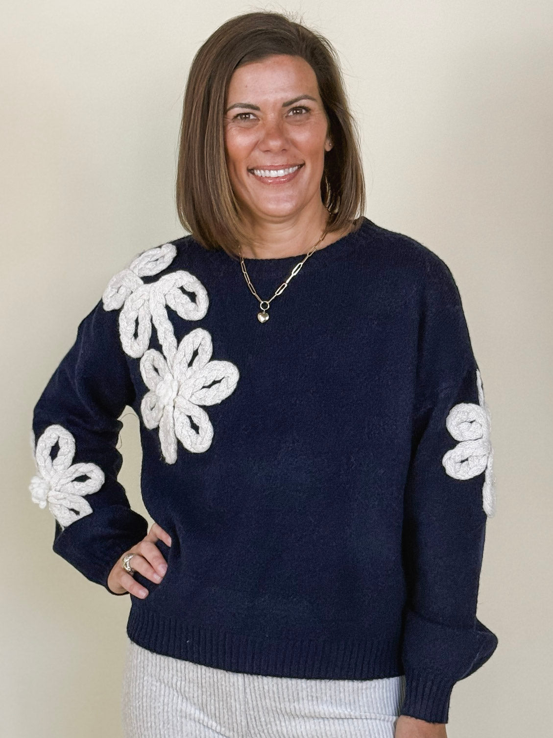 Trina 3D Flower Pullover