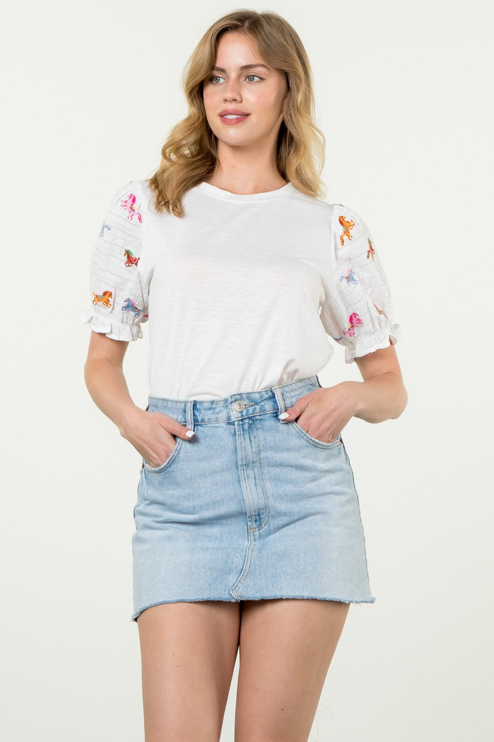 Jules Embroidered Sleeve Top