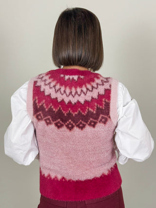 [TRIBAL] Crew Neck Fair Isle Sweater Vest