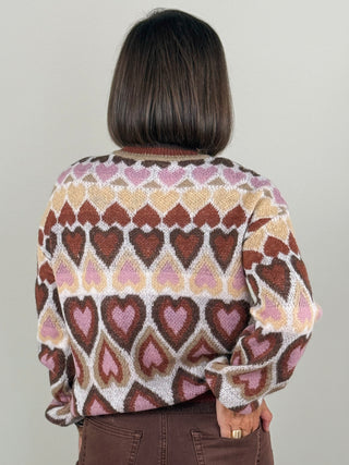 Hetty Heart Print Jacquard Sweater