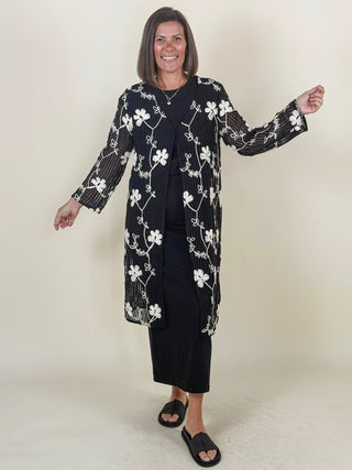 Heather Embroidered Long Cardigan