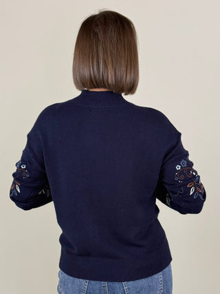 Mindy Embroidered Mock Neck Sweater