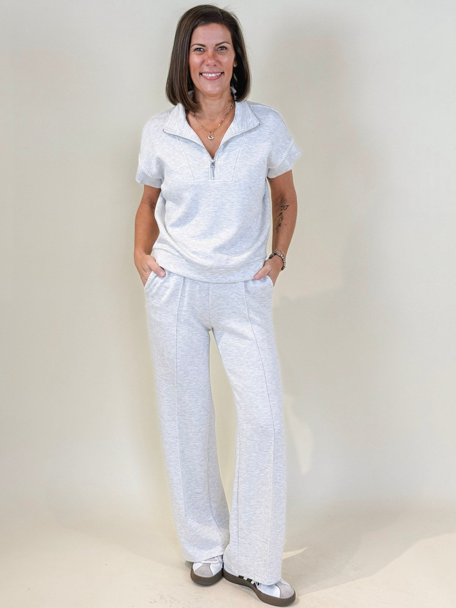 Helen Half Zip Short Sleeve Top