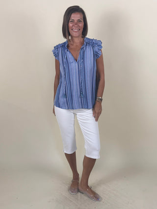 [Liverpool] Lillian Flutter Sleeve Ruffed Top
