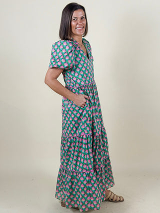 Gercy Abstract Renley Tiered Maxi Dress