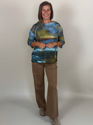 Brigitte 3/4 Sleeve Boat Neck Top