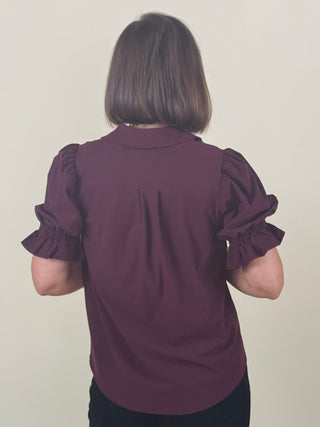 [Liverpool] Elise Puff Sleeve Snap Front Top