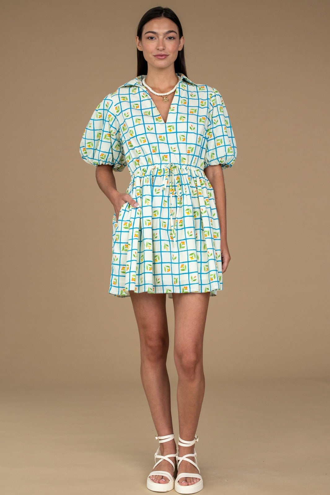 Daphne Puff Patterned Dress