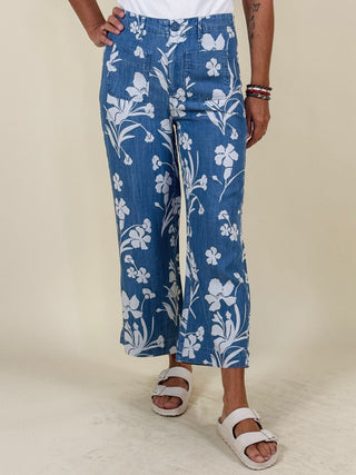 [TRIBAL] Flora Flowy Wide Crop Pants