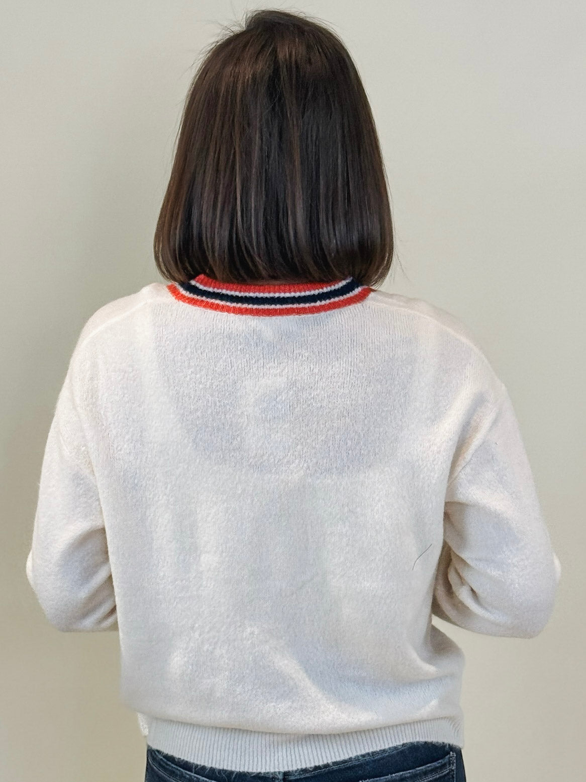 Viv Contrast Trim V-Neck Sweater