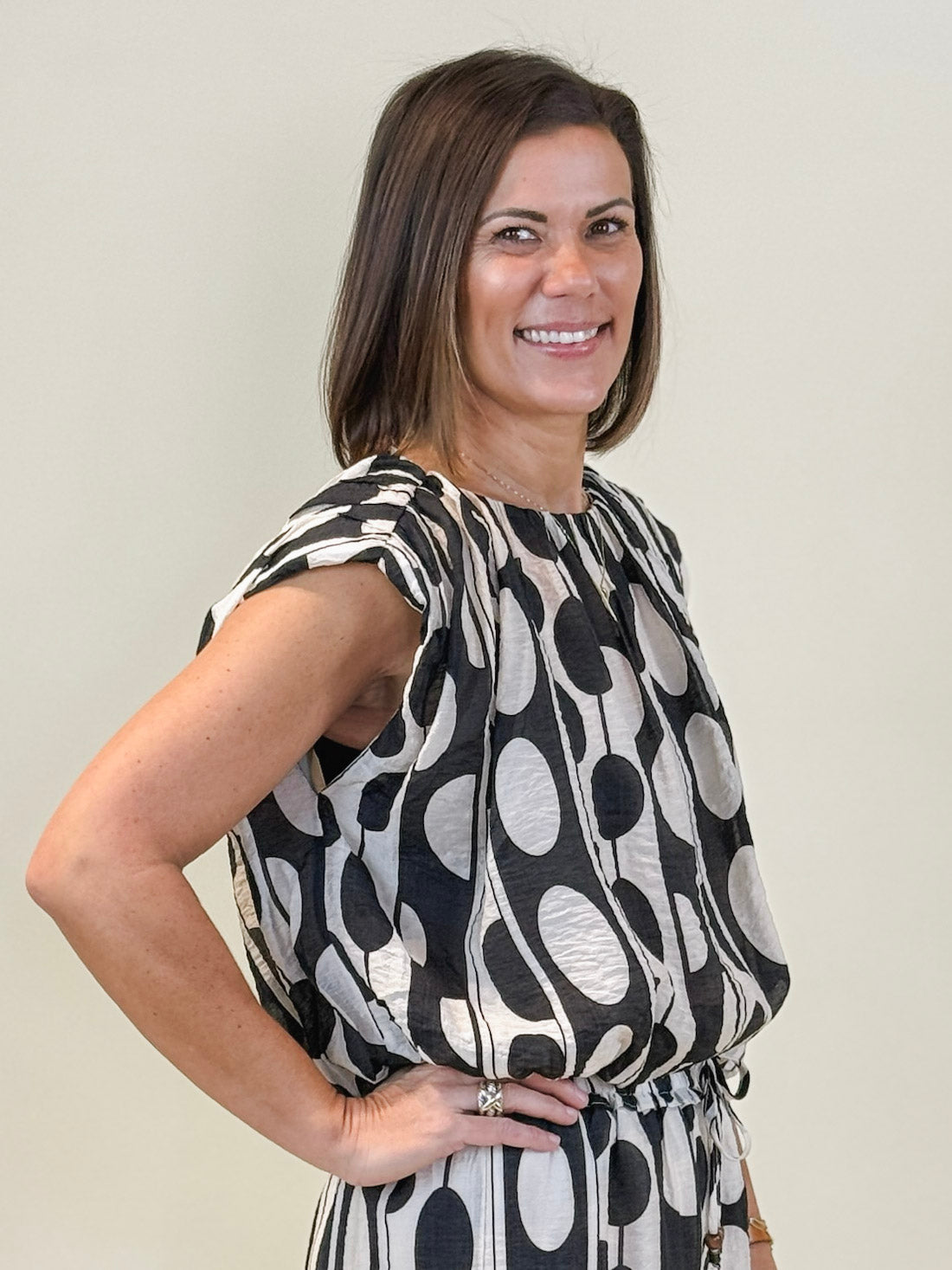 Sylvia Sleeveless Geo Print Top